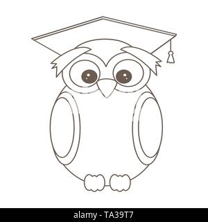 Cute cartoon Schwarz und Weiß vektor Eule tragen Skalenhaube lustige Illustration für die Einfärbung von Kunst Stock Vektor