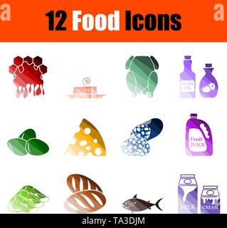 Essen Icon Set. Flachen Farbe Leiter Design. Vector Illustration. Stock Vektor