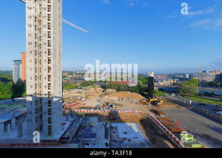 Bau des Wellington Place in Leeds auf dem ehemaligen Gelände der Yorkshire Post Stockfoto