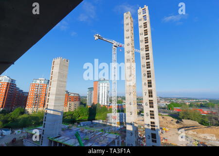 Bau des Wellington Place in Leeds auf dem ehemaligen Gelände der Yorkshire Post Stockfoto