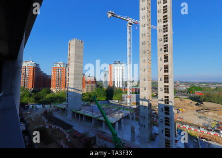 Bau des Wellington Place in Leeds auf dem ehemaligen Gelände der Yorkshire Post Stockfoto