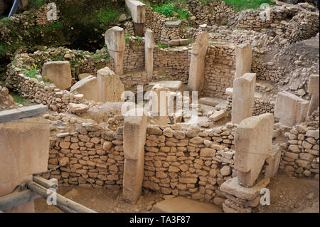 Antiken Ausgrabungsstätten bei Gobekli Tepe, Sanliurfa, Türkei Stockfoto
