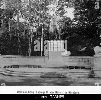 Dieses Foto zeigt das Denkmal von König Ludwig II. von Bayern in Nürnberg. Stockfoto