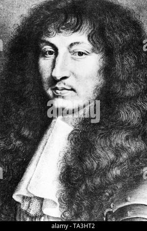 Porträt von König Louis XIV (1638-1715), Kupferstich von Robert Nanteuil nach Nicolas Mignard. Stockfoto