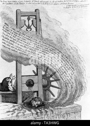 Von der britischen Verfasser James Gillray für die Hinrichtung des französischen Königs Louis XVI. graviert Gillray rief seine Zeichnung "Das Blut der Ermordeten schreien heraus für Vengeance'. Stockfoto