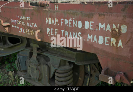 Stillgelegte Eisenbahn Reisebusse, Motoren und Lager in der ehemaligen Artigas Hauptbahnhof in Montevideo, Uruguay, Südamerika Stockfoto