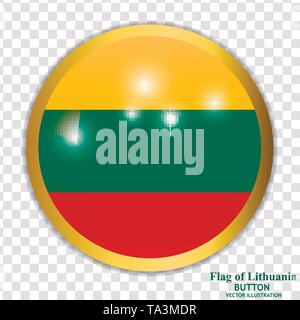 Schaltfläche mit Flagge Litauens. Abbildung: mit Flag für Web Design. Banner mit transparenten Hintergrund. Stock Vektor