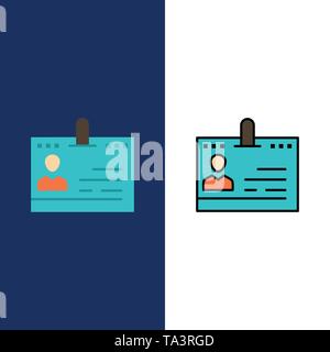 Karten, Business, Kontakte, Id, Office, Menschen, Symbole. Flach und Online ausgefüllt Icon Set Vektor blauem Hintergrund Stock Vektor