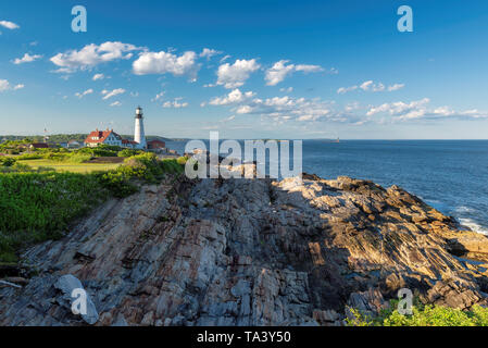 Portland Head Light bei Sonnenaufgang in Maine, New England. Stockfoto