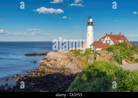 Portland Head Light bei Sonnenaufgang in Maine, New England. Stockfoto