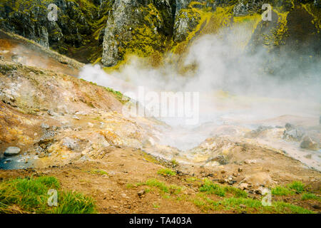 Fumarolenfeld in Namafjall, Island. Stockfoto