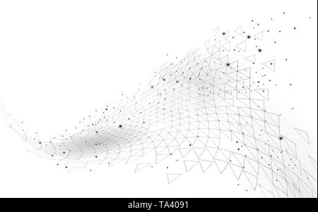 Low Poly 3D-geometrischen Raum polygonalen. Innovative polymer chemischer Struktur. Wissenschaft Dreieck Mathematik Graphen. Daten Technologie abstrakte Fiktion machen Stock Vektor