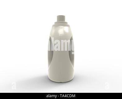 3D-Rendering von einer weißen Waschpulver Plastikflasche in weißer Hintergrund Stockfoto