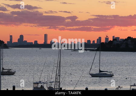 Boston gesehen vom Rumpf, MA Stockfoto