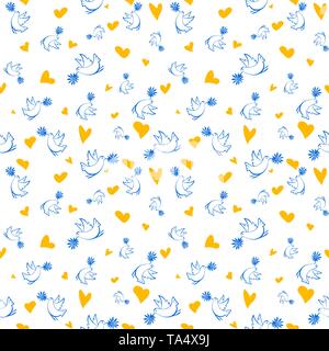 Vektor nahtlose Muster mit Vögel und Blumen. Stock Vektor