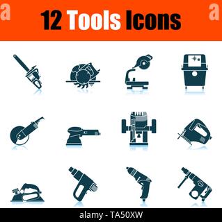 Tools Symbol gesetzt. Schatten Reflexion Design. Vector Illustration. Stock Vektor