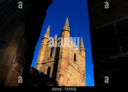 Kirchenruine. Weltkulturerbe Strafkolonie Port Arthur in Tasmanien überführen wurde im Jahre 1830 gegründet und ist das am besten erhaltene s überführen Stockfoto