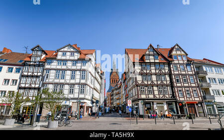 Fachwerkhäuser, Burgstraße, Holz- Markt, Kramerstrasse, Altstadt, Hannover, Niedersachsen, Deutschland, Fachwerkhäuser, Burgstraße, Holzmarkt, Kra Stockfoto