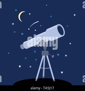 Vektor Teleskop Symbol. Astronomie Instrument für Wissenschaft Discovery. flachbild Symbol der Teleskop Sterne zu beobachten Stock Vektor
