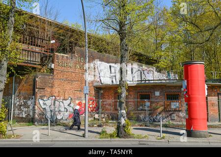 Siemensbahn, geschlossen Bahnhof Siemenstadt, Siemensstadt, Spandau, Berlin, Deutschland, stillgelegter Bahnhof Siemenstadt, Deutschland Stockfoto