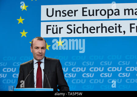 25.03.2019, Berlin, Berlin, Deutschland - Manfred Weber, Stellvertretender Vorsitzender der CSU und Vorsitzender der EVP-Fraktion im Europäischen Parlament. Als führender Stockfoto