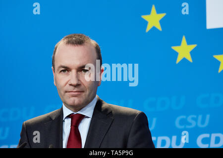 25.03.2019, Berlin, Berlin, Deutschland - Manfred Weber, Stellvertretender Vorsitzender der CSU und Vorsitzender der EVP-Fraktion im Europäischen Parlament. Als führender Stockfoto