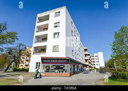 'Dwelling Haus "schlachtkreuzer" von Hans Scharoun, jungfer Moor Weg, große Siedlung Siemensstadt, Spandau, Berlin, Deutschland", Wohnhaus "Panzerkreu Stockfoto