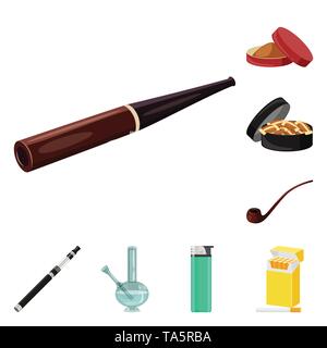 Vector Illustration von Zigaretten und Tabak Symbol. Satz mit Zigaretten und Nikotin vektor Symbol für das Lager. Stock Vektor