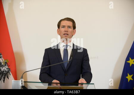 Wien, Österreich. 22. Mai, 2019. Pressemitteilung der österreichische Bundeskanzler Kurz im Bundeskanzleramt Ballhausplatz 2 nach der Einweihung des neuen Minister. Quelle: Franz Perc/Alamy leben Nachrichten Stockfoto
