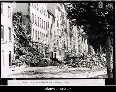 Appartement Zusammenbruch des Gebäudes durch eine brutale Erdrutsch, Lyon, Frankreich Stockfoto