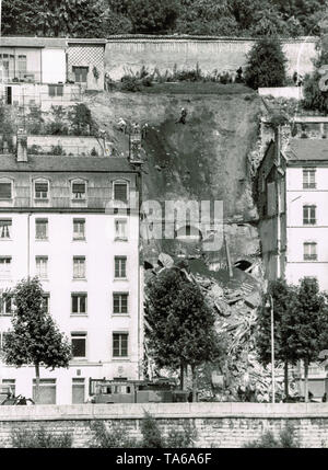 Appartement Zusammenbruch des Gebäudes durch eine brutale Erdrutsch, Lyon, Frankreich Stockfoto