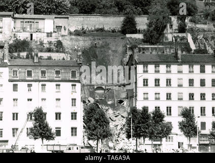 Appartement Zusammenbruch des Gebäudes durch eine brutale Erdrutsch, Lyon, Frankreich Stockfoto