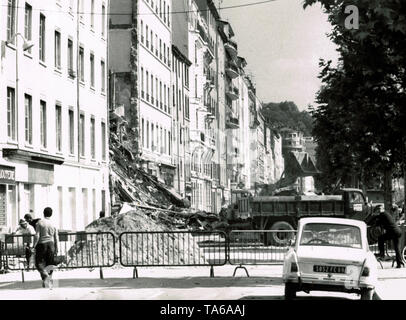 Appartement Zusammenbruch des Gebäudes durch eine brutale Erdrutsch, Lyon, Frankreich Stockfoto