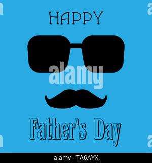 Schwarze Brille mit einem Schnurrbart und Tag der text Der glückliche Vater, Vektor, Abbildung Stock Vektor