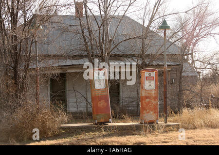 Alte verlassene Tankstelle in Oklahoma, USA Stockfoto