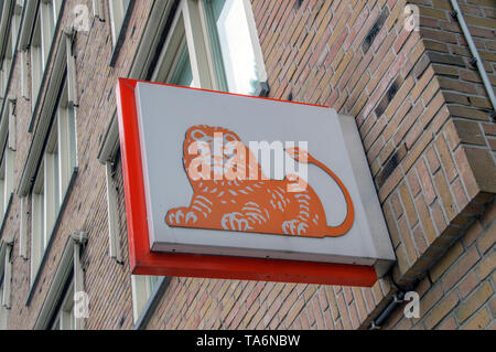 Die ING Bank Logo Am Rijnstraat Straße Amsterdam Die Niederlande 2018 Stockfoto