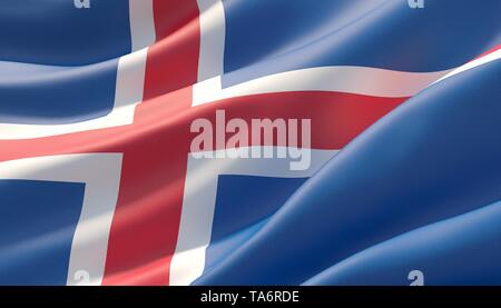 Winkte sehr detaillierte Close-up Flagge Island. 3D-Darstellung. Stockfoto