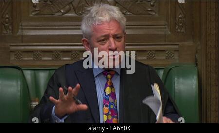 Sprecher John Bercow adressen MPs während Prime Minister's Fragen im Unterhaus, London. Stockfoto