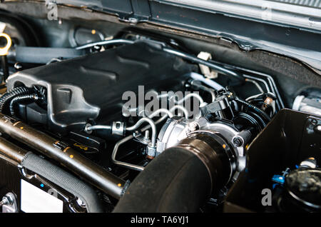 Details der neue Motor im Auto. Stockfoto