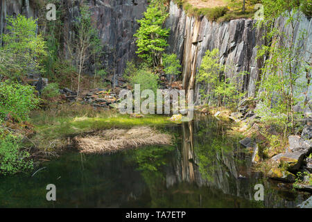 Dalt Steinbruch, Schloss Crag, Grange, Borrowdale, den englischen Lake District, Großbritannien Stockfoto