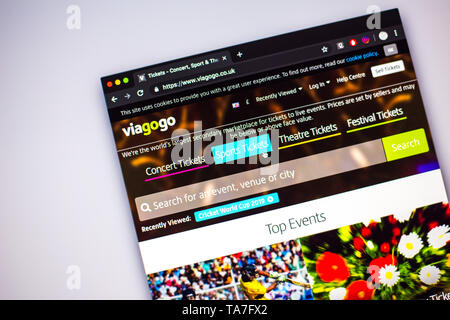 Ticket Re-seller viagogo online Site Stockfoto