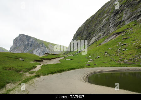 Strand von kvalvika in Norwegen Stockfoto