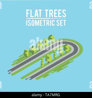 Bäume isometrische. park Elemente. Stock Vektor