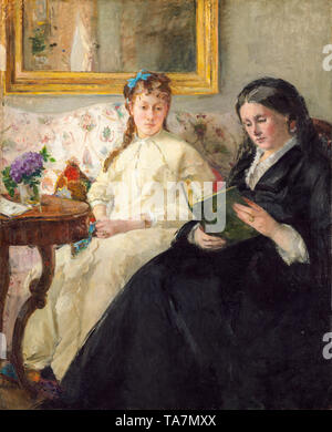 Berthe Morisot, Portrait de Mme Morisot et de sa fille Mme Pontillon ou La lecture, die Mutter und die Schwester des Künstlers, Portrait Malerei, C. 1869 Stockfoto