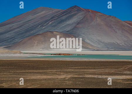 Unreal rote Steine und Talar salar in Atacama Stockfoto