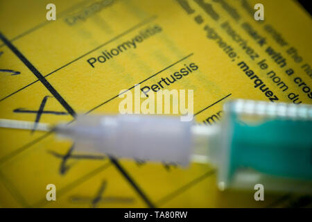 Pertussis, Impfung, symbolische Foto Impfung Impfung Impfbuch, Symbolfoto Stockfoto