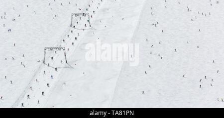 Überblick über österreichische Skigebiet in den Alpen von Österreich Stockfoto