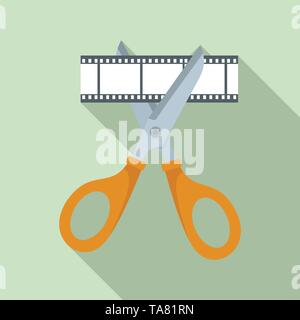 Schere schneiden film Symbol. Flache Darstellung der Schere schneiden film Vektor Symbol für Web Design Stock Vektor