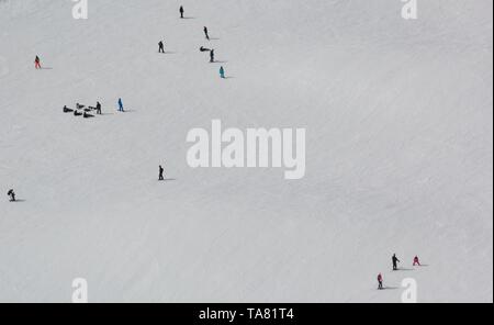 Überblick über österreichische Skigebiet in den Alpen von Österreich Stockfoto