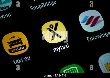 Smartphone, Display, extern, mytaxi, Display, App Stockfoto